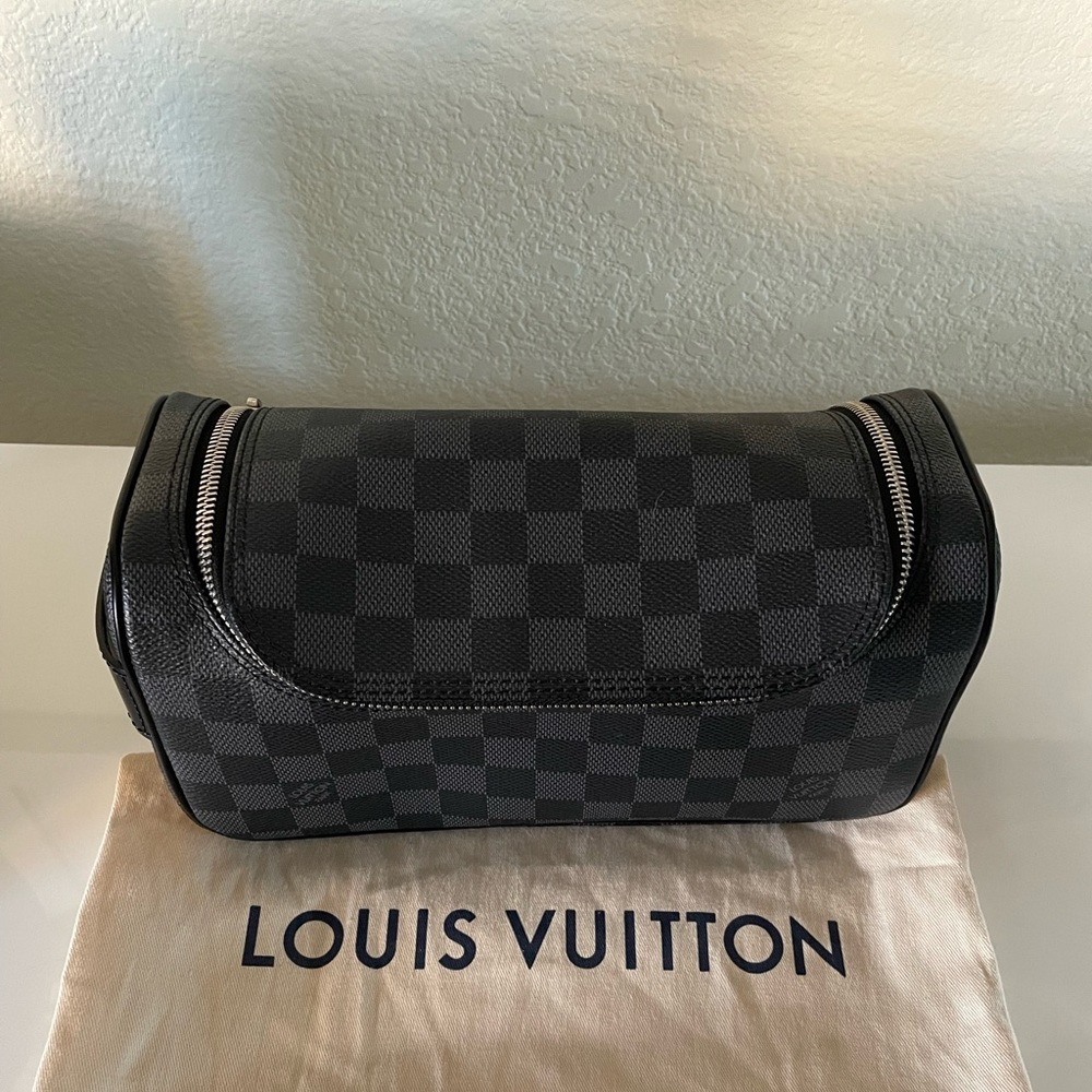Louis Vuitton Black Checkered Toiletry Bag